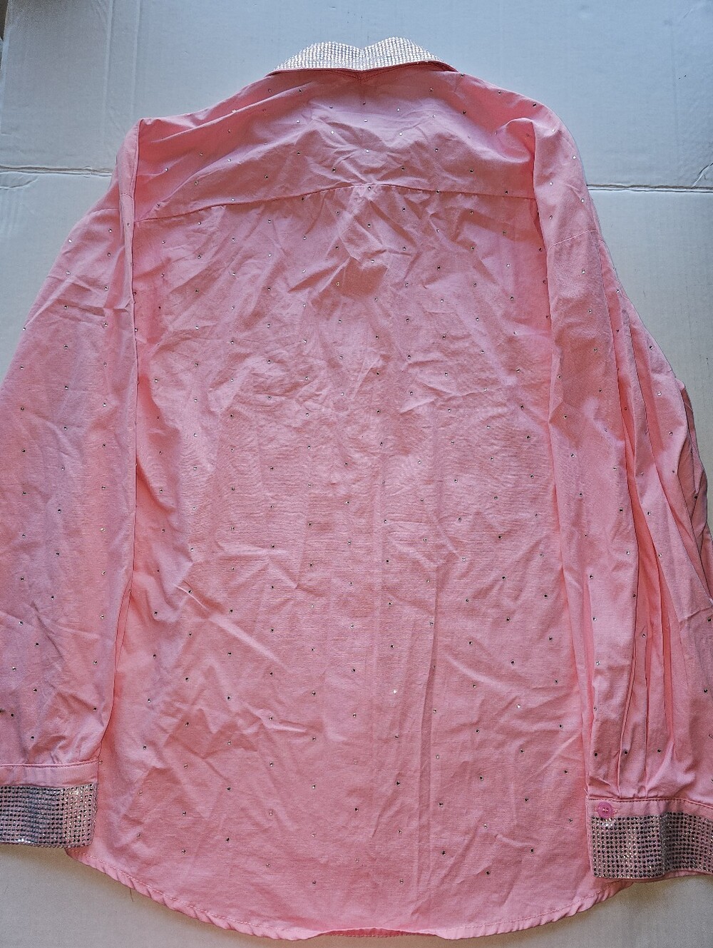 L/C Lizette Collection Crystal Sparkes Pink Button Up Shirt Western Style Sz Xl View 6